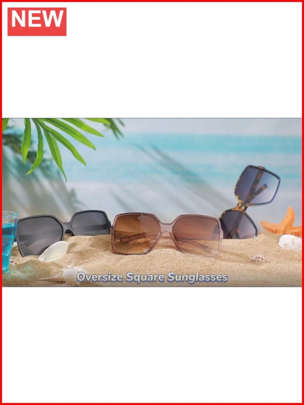 3 Pairs Retro Square Sunglasses Oversized UV Protection Polycarbonate Lens